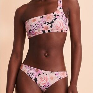 Sanctuary One-Shoulder Bikini petal pusher low rise bottoms